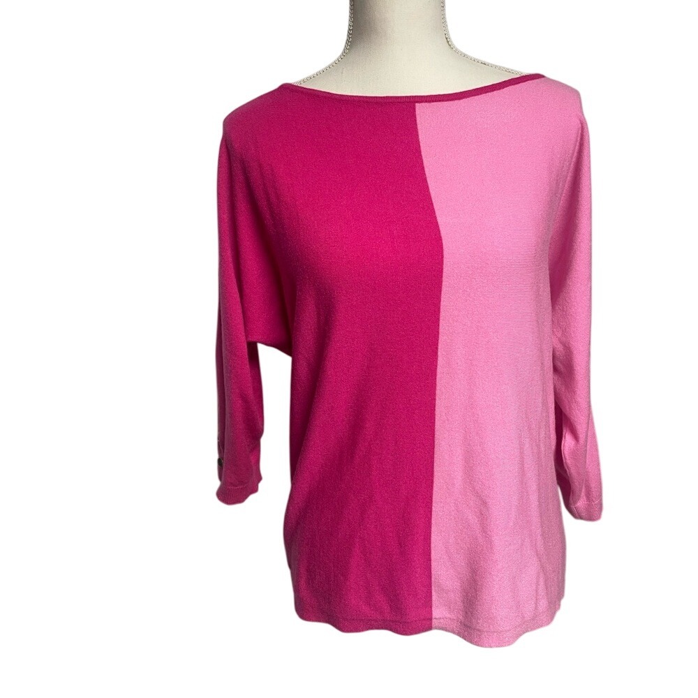 Rafiana Pink Color block‎ Crewneck Dolman Sleeve Sweater Women's Small